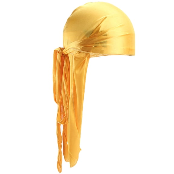 Yvsxxv Solid Color Silky Bandana, Polyester Long-Tail Head Wrap, Unisex Daily Hair Accessory, Yellow, 1 Pc