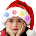 thumbnail image 6 of LED Light Up Christmas Hat Long Plush Santa Hats with Flashing Lights for Kids Adults New Year Festive Holiday Party Supplies, 6 of 9