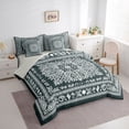 thumbnail image 2 of jejeloiu Moody Vintage Floral 7-Piece King Bedding For Men Women,Boho Print King Bed in a Bag,Teal White,Light Gray Reversible, 2 of 7