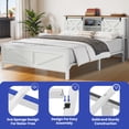 thumbnail image 4 of ModFusion – Modern Farmhouse Queen Size Bed Frame with Headboard, Bookcase Storage Shelves, Sliding Barn Door, Charging Station, Rustic Wood Platform Bed, Easy Assembly, White, 4 of 7