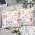 thumbnail image 2 of Flowers Butterfly Pillow Covers Set of 2, Spring Pink Bloom Floral Throw Pillow Covers Pillowcase Farmhouse Patio Garden Decorative Cushion Case for Home Outdoor Yard, 20inx20in, 2 of 5