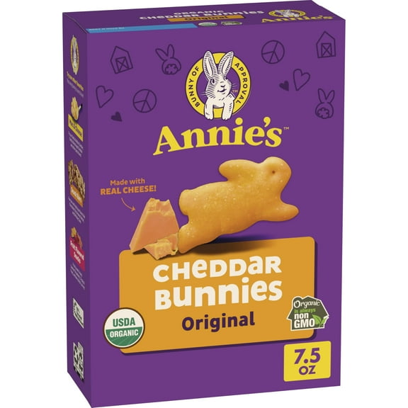 Annie's Organic Cheddar Bunnies Baked Snack Crackers, Original, 7.5 oz