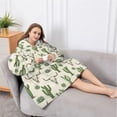 thumbnail image 5 of Oversized Wearable Blanket Hoodie,Beige Buffalo Skull Cactus Succulent Pattern Sherpa Blanket Hoodie with Super Pockets,Super Warm Fuzzy Pullover for Women & Men, 5 of 6