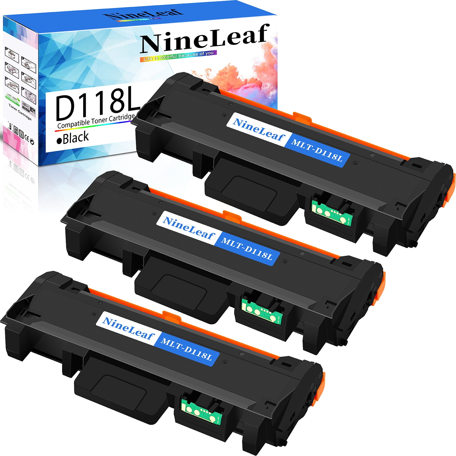 NineLeaf Compatible Toner Cartridge Replacement for Samsung D118L MLT-D118L MLTD118L Work on Xpress M3015DW M3015DW/XAA M3065FW M3065FW/XAA Printer(3 Pack Black)