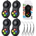 thumbnail image 1 of 4 Pieces Fidget Game Controller Pad, Keychain Fidget for Adults Teens, Mini Handheld Cam Fidget Pad Cube Anxiety and Stress Relief Sensory Toy with 8 Fun Features and Lanyard (Charming Color), 1 of 5