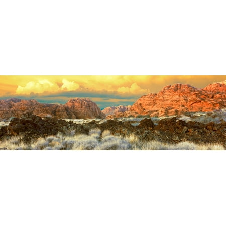 Cliffs in Snow Canyon State Park Washington County Utah USA Stretched Canvas - Panoramic Images (36 x