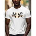thumbnail image 3 of Tiger Eyes Men's T Shirts Animal T-Shirt for Men Crew Neck Tees Cotton Tops, White, 2XL, 3 of 7