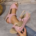thumbnail image 2 of THDHVS Wedge Sandals for Women,Womens Sandals Dressy,Women Solid Color Cutout Adjustable Strap Wedge Sandals with Open Toe Comfortable Casual Pink, 2 of 9