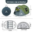 thumbnail image 2 of Pop Up Tents for Camping 4 Person Waterproof Tent Easy Pop Up Army Tents Surplus Tents Military Tents Military Pop Up Tent Popup Tent Camping Easy Up Camping Tents Instant Pop Up Tent Big Green, 2 of 5