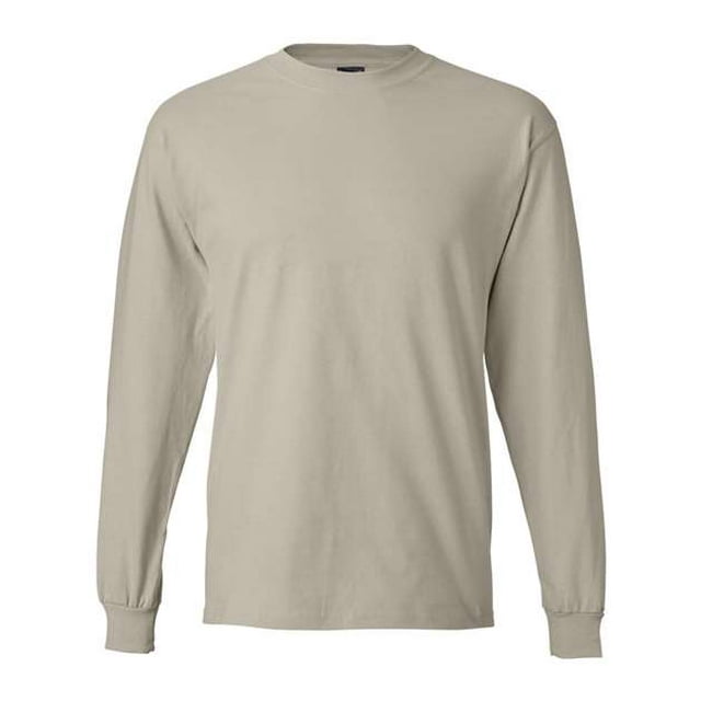 Hanes Beefy-T Men`s Long-Sleeve T-Shirt, M, Sand