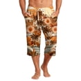 thumbnail image 2 of Mens Swim Trunks Men's Casual Hawaiian Print Drawstring Cropped Capri Pants Summer Swim Trunks Beach Shorts with Elastic Waist Resort Style for Vacation Pool Luau Earthy Yellow M, 2 of 9