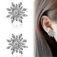 thumbnail image 2 of UDIYO 1 Pair Women Fashion Elegant Snowflake Rhinestone Earrings Ear Studs Jewelry Gift for Daily Wear, 2 of 7