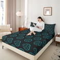 thumbnail image 4 of Castle Fairy Gamer Volleyball 3pcs Twin Sheet Sets for Boys,Black Teal Twin Fitted Sheet,Sport Theme Breathable Flat Sheet,Luxury Bedroom Decor, 4 of 7