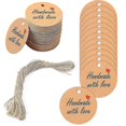 thumbnail image 1 of 100pcs Gift Tags, Handmade With Love Tags Kraft Paper Round Gift Tags Craft Card Tags With String, 1 of 5