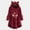 Wine, variant on Long Puffer Coat Women Woman's Casual Christmas Printing Plush Buttons Long Sleeved Hooded Plush Coat Top Long Coat Warm Coats for Women