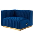 thumbnail image 4 of Modular Loveseat Sofa Couch, Blue Navy Gold, Velvet, French Living Lounge Cafe Lobby Hospitality Restaurant, Modern Contemporary Boutique HB34161, 4 of 11