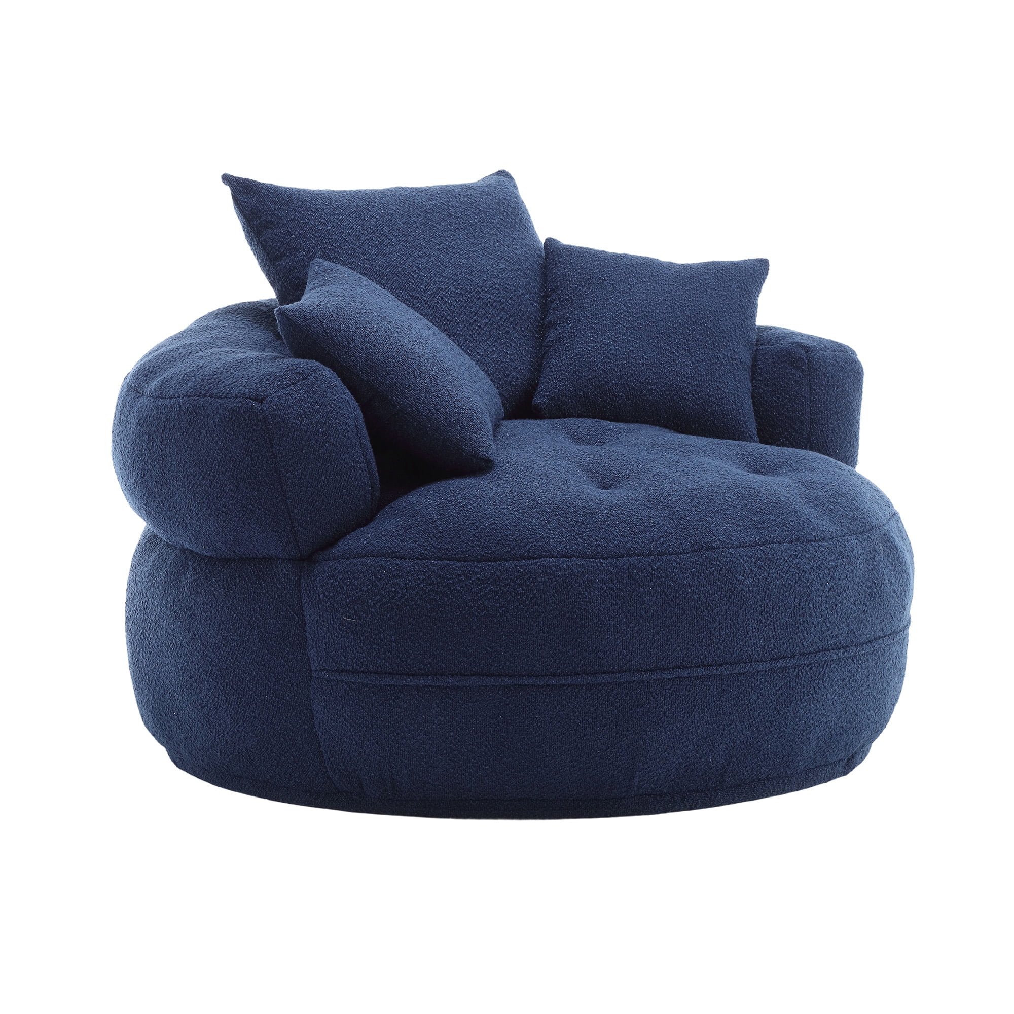 MOONMISS Navy Round Accent Chair with Tufted Seat