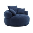 thumbnail image 3 of MOONMISS Navy Round Accent Chair with Tufted Seat, 3 of 6