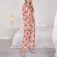 thumbnail image 3 of Disketp Smiling Pink Pumpkins Pajamas Set Long Sleeve Sleepwear Womens Button Down Nightwear Pj Sets-{designName}-Large, 3 of 7