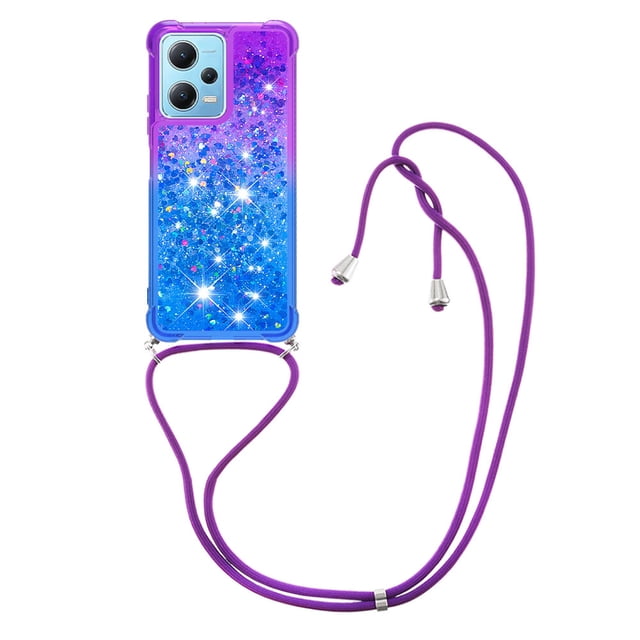 Funda para Xiaomi Redmi Note 12 4G Brillantina Líquida Divertida Reluciente y con Cristales en Movimiento Cuerpo Cruzado con Cordón Ajustable
