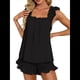 thumbnail image 2 of Conjunto de Pijama de 2 Piezas para Mujer con Volantes, Camiseta Sin Mangas y Pantalones Cortos Suaves, Pijama de Novia para Mujer. Negro M, 2 of 10