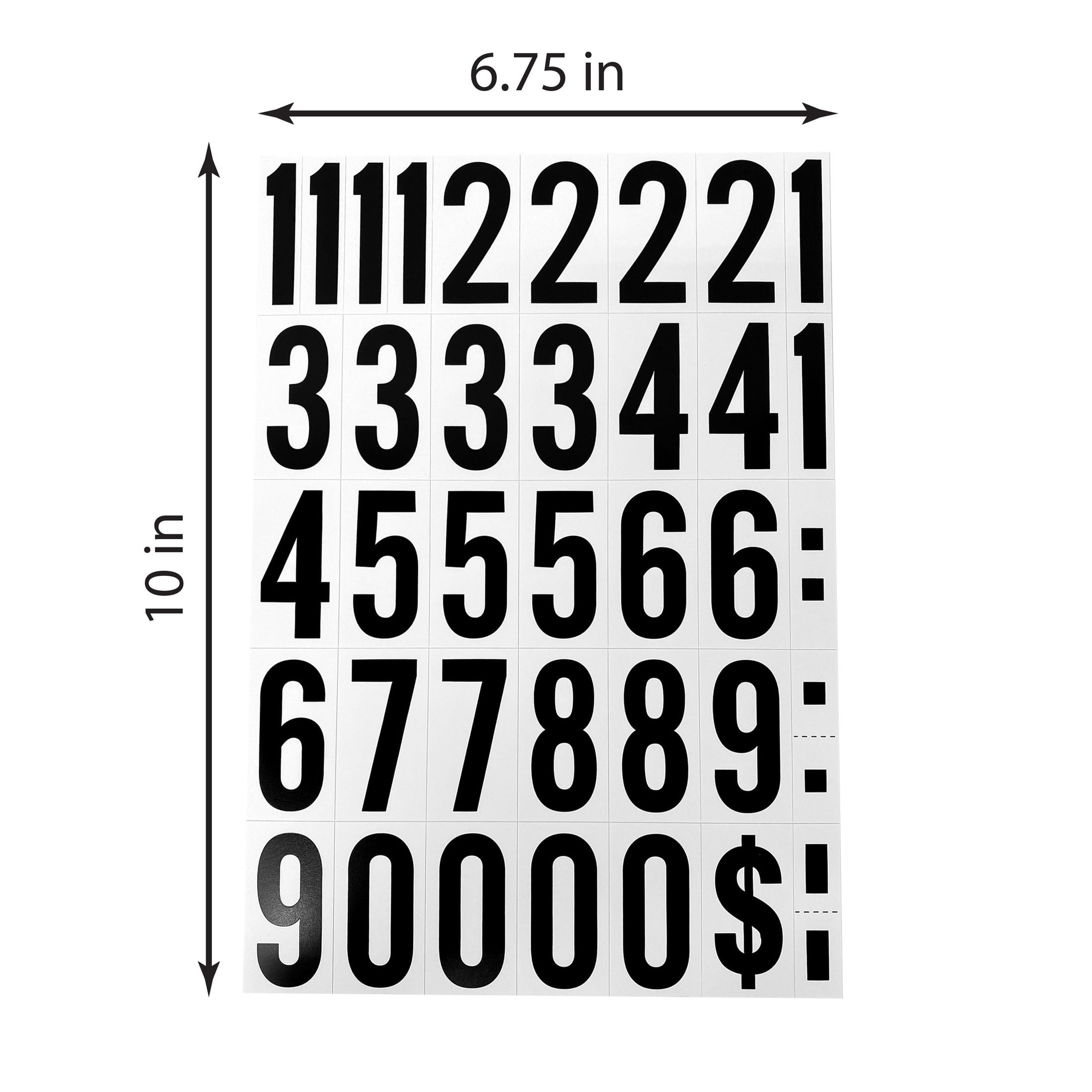 (4 pack) Hy-Ko MM-7N 2" Vinyl Self-Stick Numbers, Black on White, 39-Piece Set