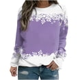 thumbnail image 2 of jsaierl Chandails en Molleton Surdimensionnés pour Femmes Col Rond Manches Longues Chemises Flocon de Neige de Noël Graphique Hauts Mode Sortie Blouse Tee Cadeaux de Noël, 2 of 4