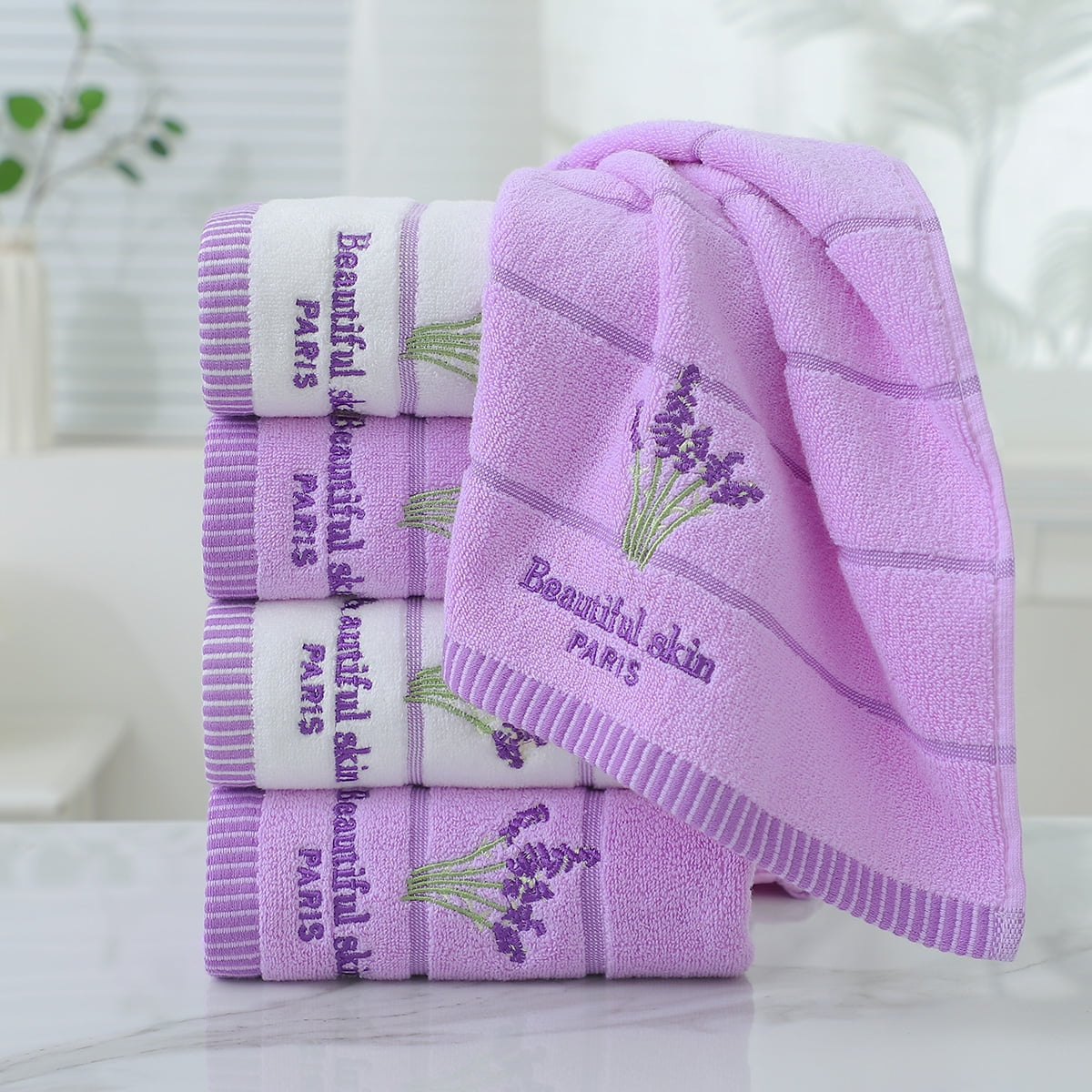 100% Linen Waffle Hand and Face Towel in Lavender - Bed Threads