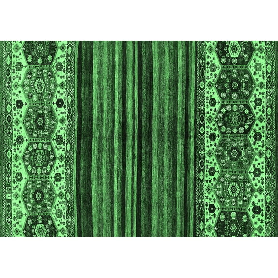 Ahgly Company Indoor Rectangle Abstract Emerald Green Modern Area Rugs, 8' x 12'