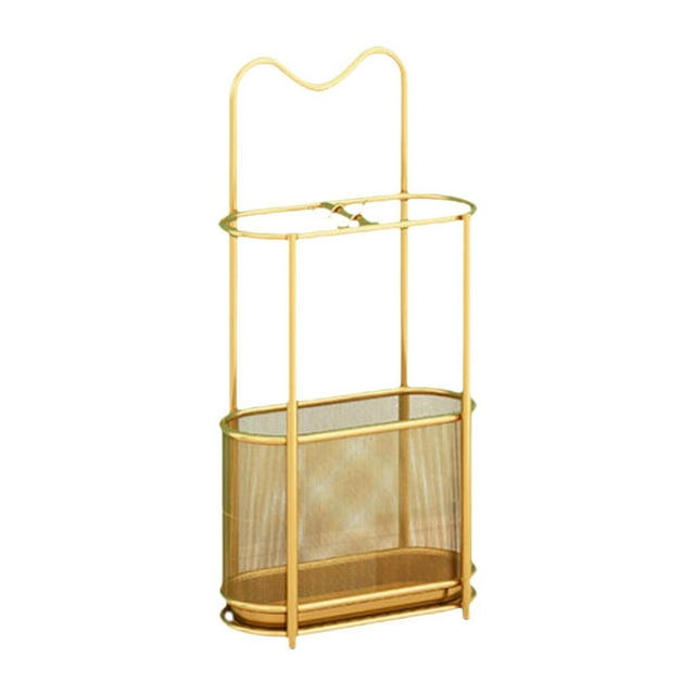 Soporte para paragüero,Soporte para paraguas,soporte para paraguas,decoración para guardar paraguas,Porta paraguas de pie con escurridor,Estante de almacenamiento con soporte para latas de oro