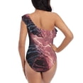 thumbnail image 5 of Rateoe Electric Skeleton Surrealism Pattern Women One Piece Swimsuits Tummy Control One Shoulder Bathing Suits Ruffle Swimwear-Large, 5 of 6