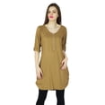 thumbnail image 6 of Phagun Designer Indian Kurta Casual Women Brown Solid Kurti Rayon Top Tunic Dress, 6 of 8