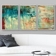 thumbnail image 3 of wall26 Framed Canvas Print Wall Art Set Thick Teal, Tan &amp; Orange Paint Color Field Abstract Shapes Illustrations Modern Art Chic Colorful Ultra for Living Room, Bedroom, Office - 16"x24&quot, 3 of 5