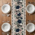thumbnail image 6 of Halloween Table Runner - 70 Inch Long, Kitchen Dining Table Runner Dresser Scarves, Boho Vintage Horror Skull Flower Leaf Beige Farmhouse Decor for Coffee Tables Wedding Party Banquet, 6 of 8