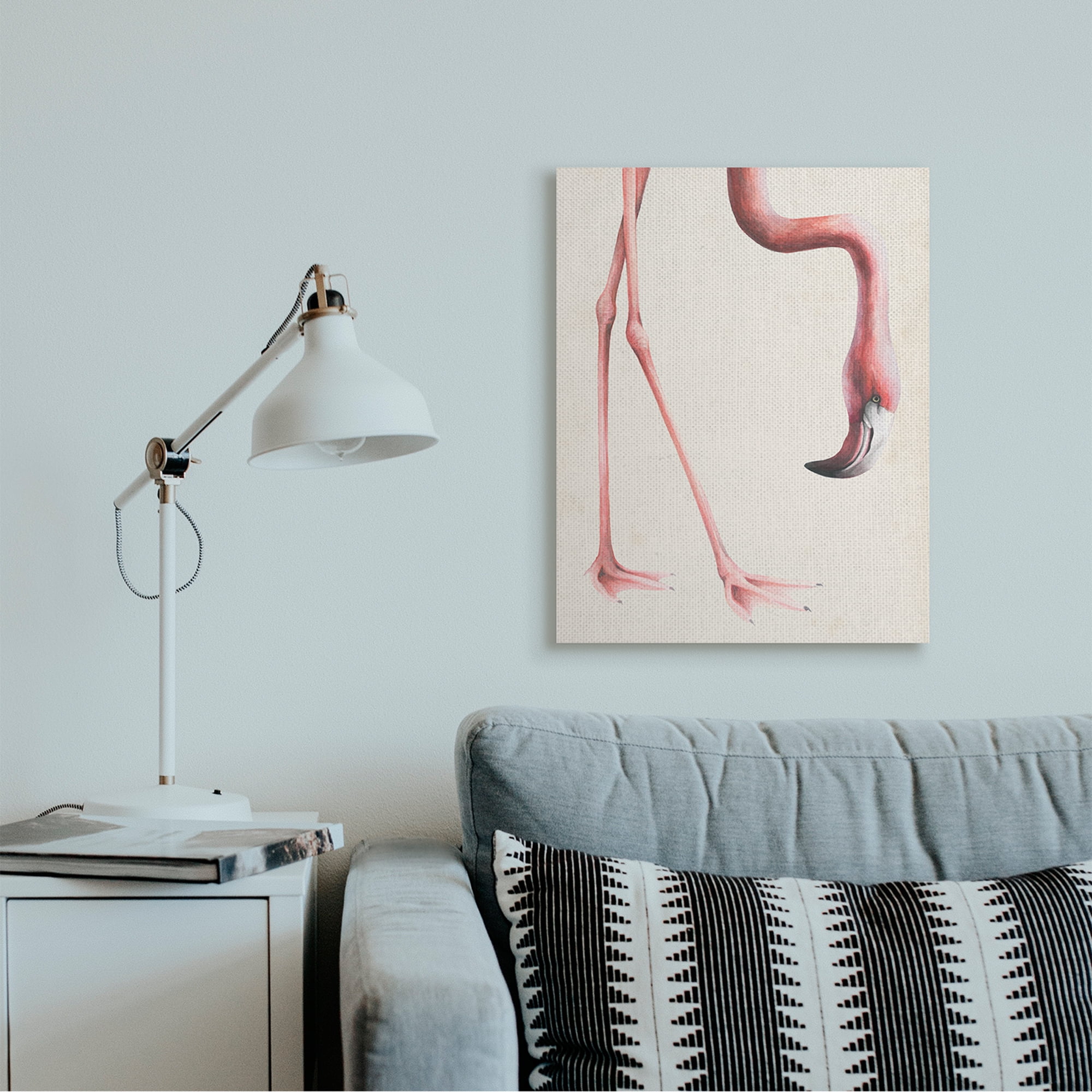 Stupell Industries Pink Flamingo Bending Feet Beak Detail Canvas Wall Art by Grace Popp