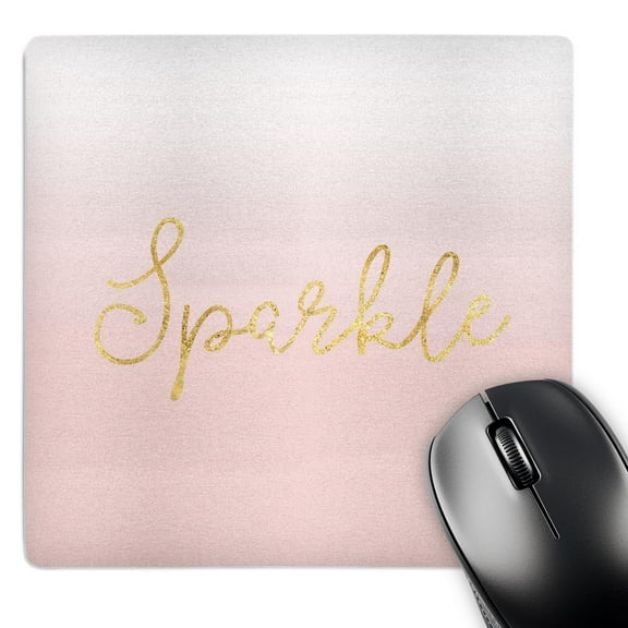 3dRose, Image of Blush Pink Ombre Gold Sparkle Quote, MousePad