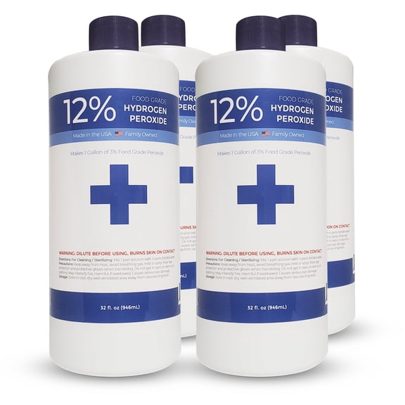 12% Food Grade Hydrogen Peroxide 32 oz 4 Pack - PureChemPros
