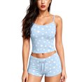 thumbnail image 2 of Jowdiw Women Pajama Set Polka Dot Print Cami Shorts Set Drawstring Lounge Sleepwear Two Piece Home Wear, 2 of 6