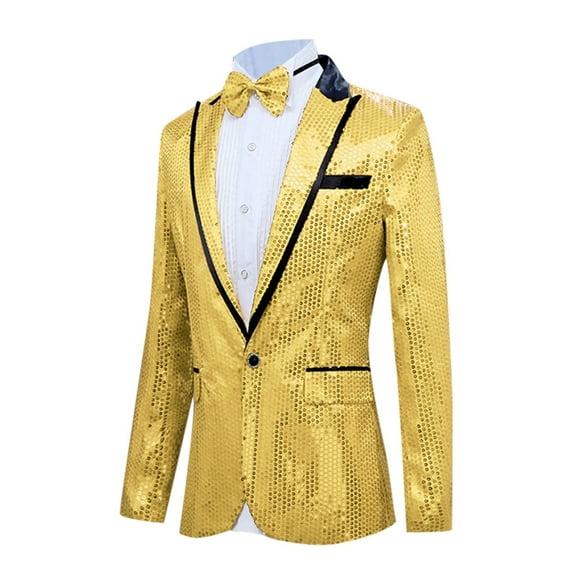 adviicd Suits for Men Mens Floral Tuxedo Jacket Paisley Shawl Lapel Suit Blazer Jacket for Dinner,Prom,Wedding (Yellow,M)