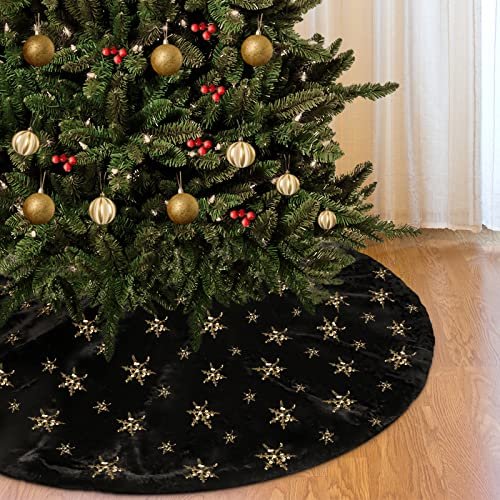 Falda Amidaky con forma de árbol de Navidad Piel sintética negra y dorada 90 cm