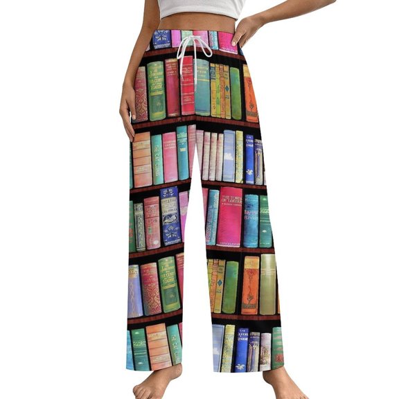 Bookworm Antique Book Library Pajama Pants Loose Pajamas Female Breathable Home Trousers Leisure Sleeping Pants Large Size