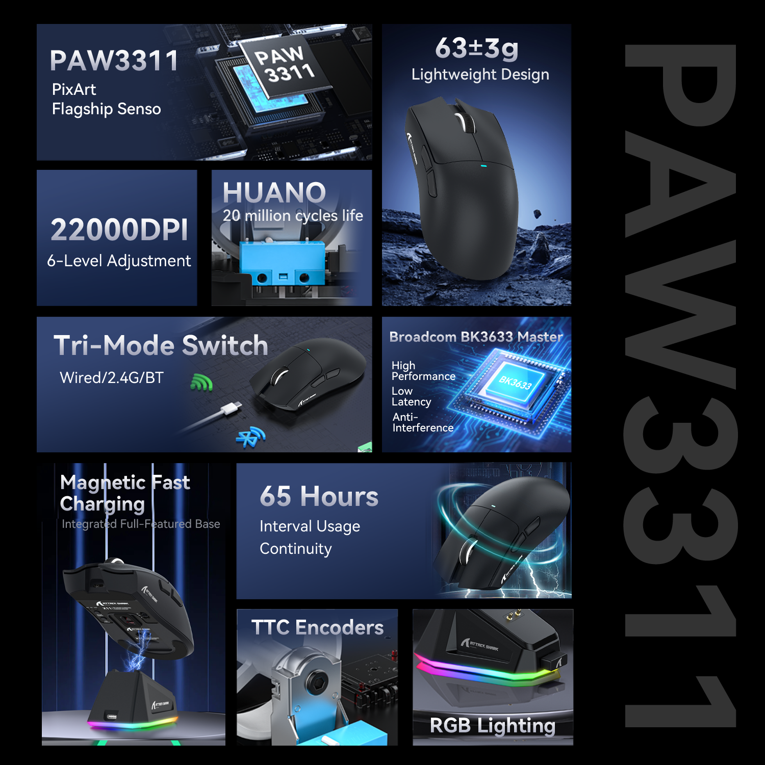 Attack Shark X11 Wireless Gaming Mouse with Charging Dock photo 8