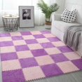 thumbnail image 3 of 10PCS Plush Puzzle Foam Floor Mat for Kids- Thick Interlocking Fluffy Tiles with Border,Square Rug Split Joint Soft Climbing Carpet Mats Shaggy Area Rug for Room Floor-11.8 Inch, 3 of 5