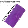 thumbnail image 2 of For iPhone 12 Pro Max Wallet Case Bling Shiny Premium PU Leather with RFID Blocking Card Slots Holder Magnetic Flip Kickstand Shockproof Wrist Strap Cover For iPhone 12 Pro Max, Purple, 2 of 7