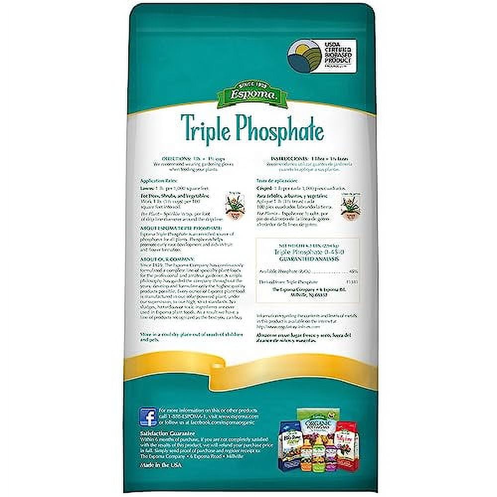 Espoma Triple Phosphate Fertilizer TP6 - 0-46-0 Synthetic Granules - 5 lb Bag — Outdoor & Indoor Plant Use, Easy Application