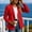 Red, variant on Blazer Jackets for Women Button Down Turndown Collar Long Sleeve Solid Color Fashion Business Jacket Khaki L