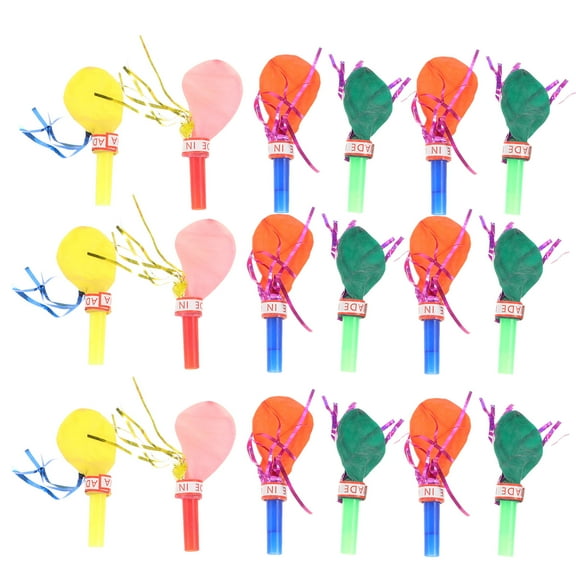 COMPUKAS 100-Pack Assorted Color Musical Blowouts Balloon Horns for Kids Parties and Holiday Celebrations