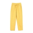 thumbnail image 4 of Blmnix High Waisted Pants for Women Palazzo Casual Pants Cotton Pants Pajamas Cropped Yellow High Straight-Leg Elastic Waist Pants for Women,L, 4 of 4
