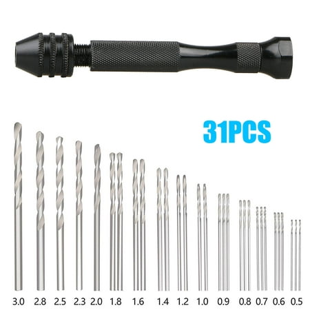 Hand Drill Bits Set 30PCS, Hand Drill Set, Precision Pin Vise Micro Mini Twist Drill Bits for Metal Wood, Jewelry, Delicate Manual Work, Electronic Assembling and Model Making, DIY (Best Wood For Hand Drill Fire Making)