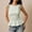 Green, variant on Women Cute Boat Neck Tie Shoulder Plaid Print Tank Top Y2k Slim Fit Sleeveless Ruffle Hem Smocked Cami Shirt Green S